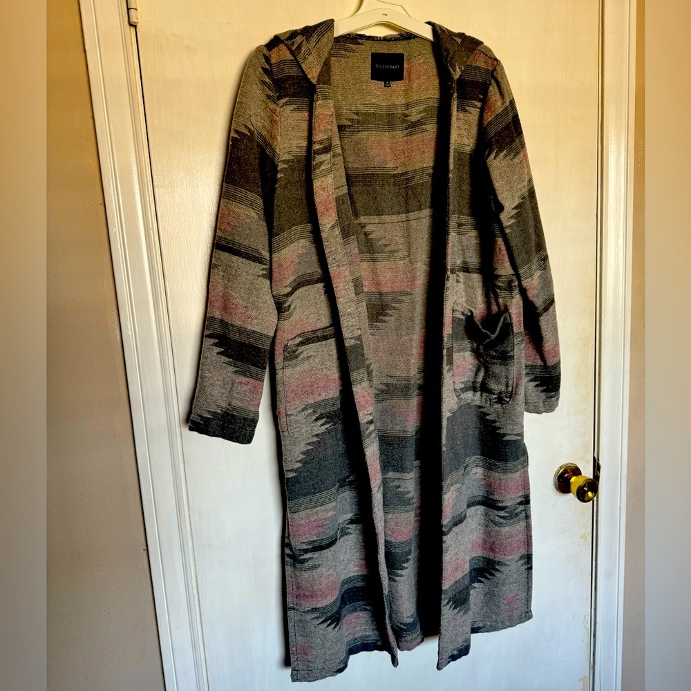 Western print hooded duster